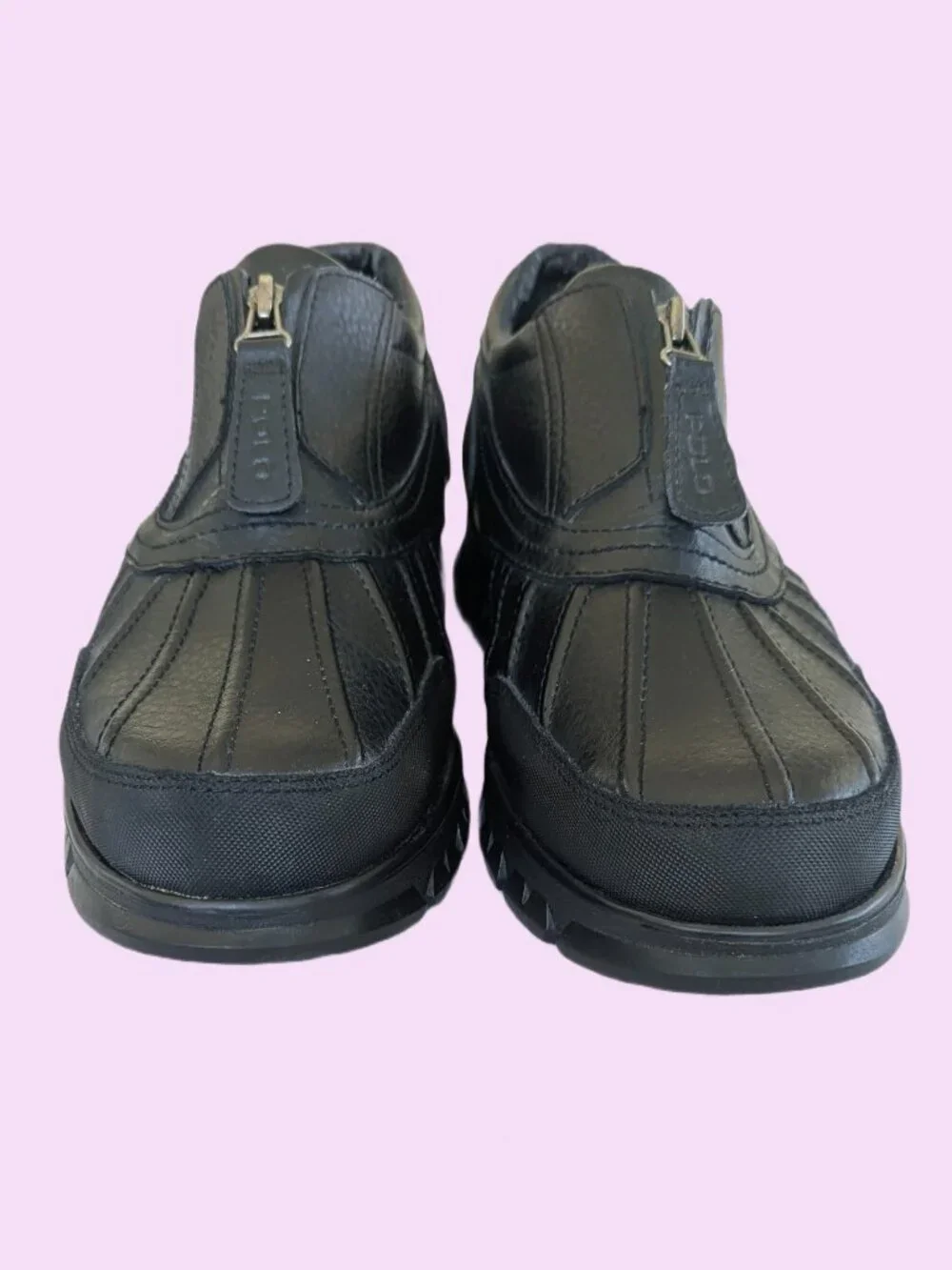 Polo Ralph Lauren Black Leather Men's Kewzip Zip - Size 9.5